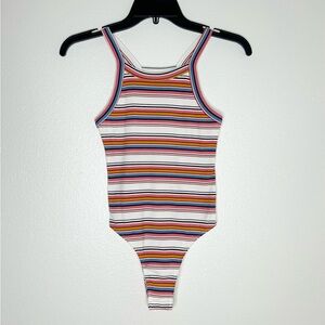 Out From Under Urban Outfitters Womens Multicolor Striped Ribbed Bodysuit Size S